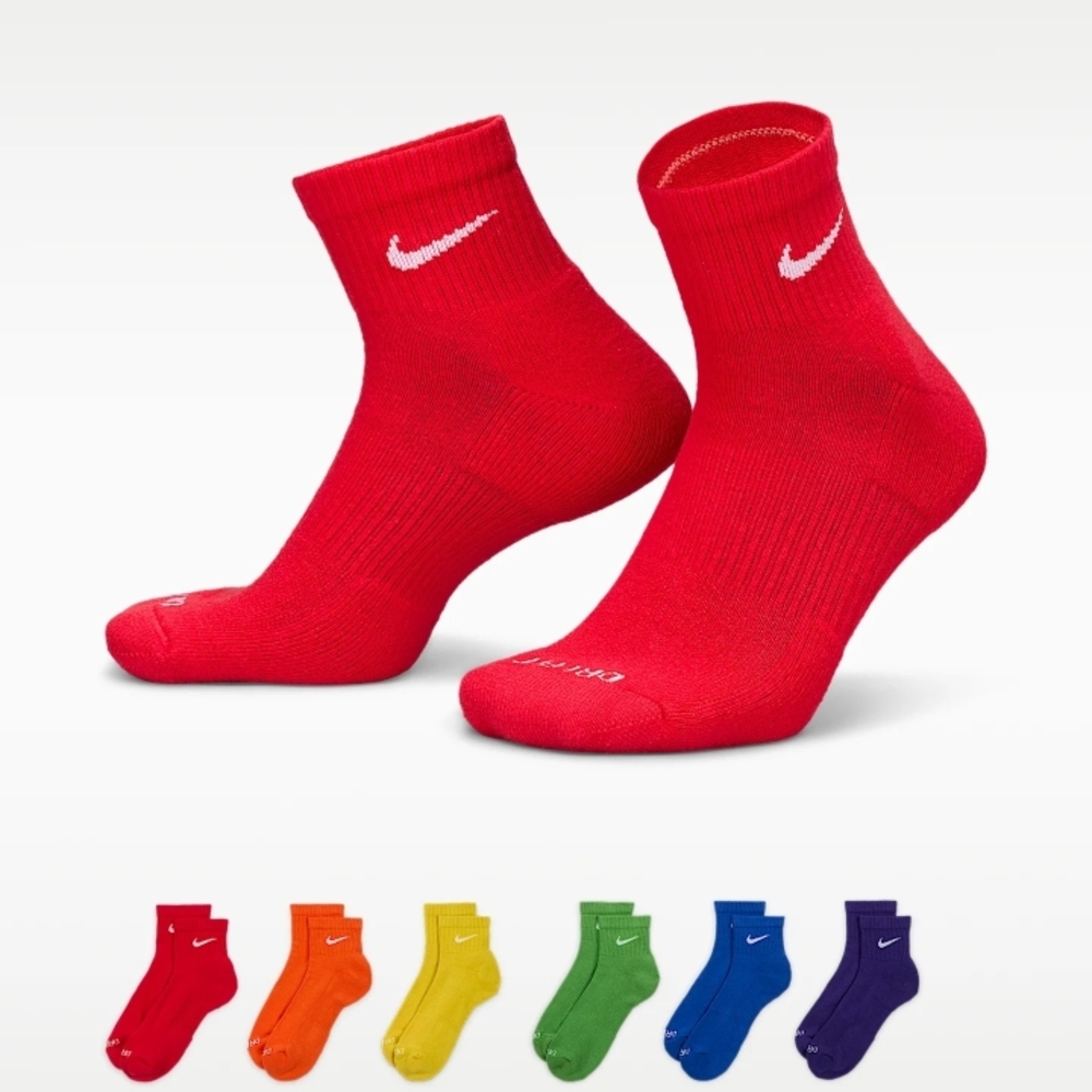 Nike Men's Vibrant Athletic Socks - Red, Orange, Yellow, Green, Blue, Purple